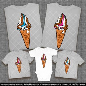 Еднакви Тениски за Семейства и Компании със Сладоледи във фунийка