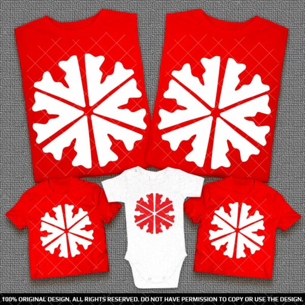 Семейни тениски със снежинка за Коледа и Нова година - Весели празници