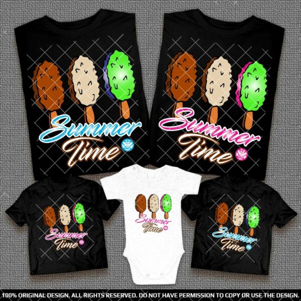 Еднакви Тениски за Семейства и Компании със Сладоледи за Лятната Почивка