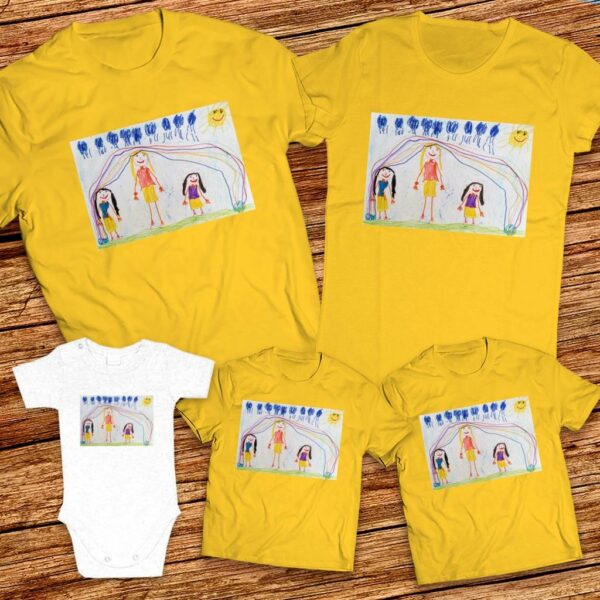 Тениски с щампa с детска рисунка на Ралица Росенова Димитрова на 6 години от гр. Велико Търново