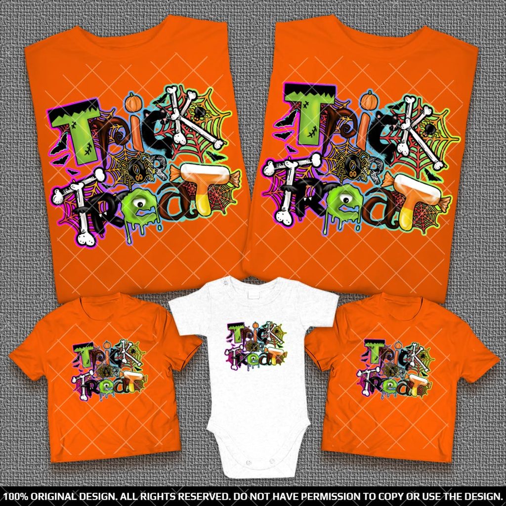 Trick or Treat Семейни тениски за ХЕЛОУИН с интересен дизайн