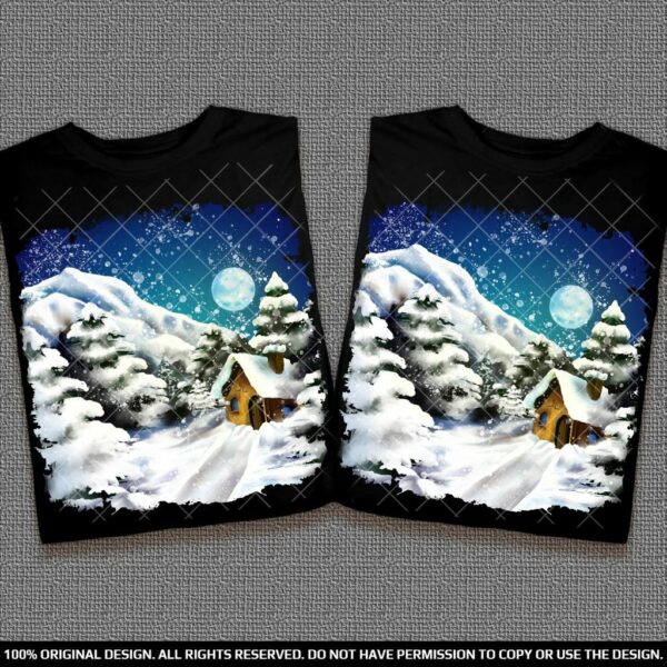 Коледни тениски за Нея и Него със зимен пейзаж