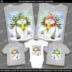 Семейни тениски - Бели мечета - Зима