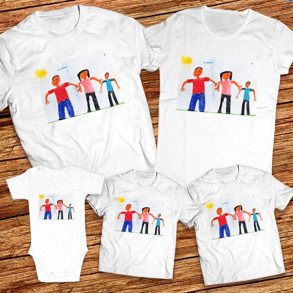 Тениски с щампa с детска рисунка на Мартин Бориславов Витанов на 5 години от гр. Велико Търново