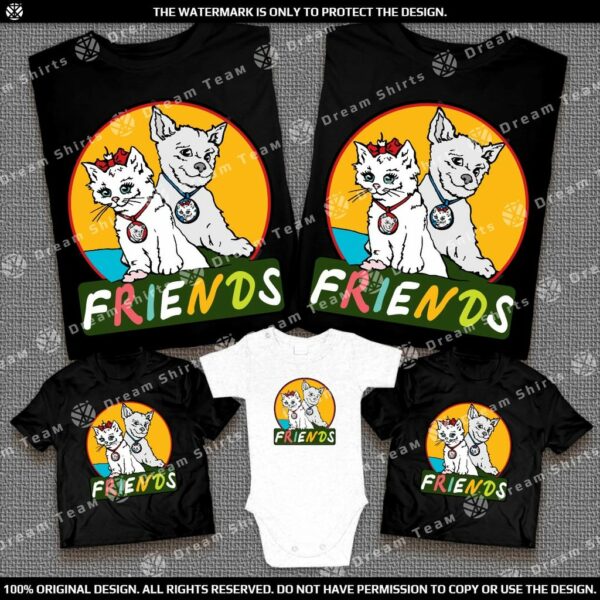 Забавни тениски с куче и коте -приятели
