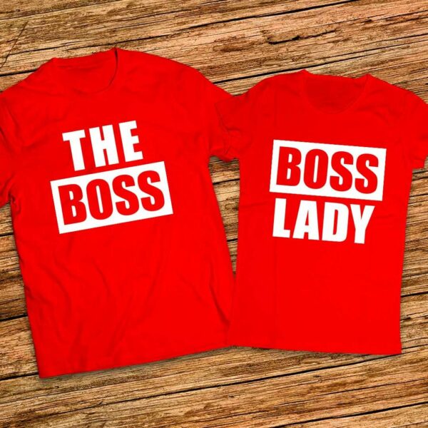 Тениски с щампи за него и нея - The Boss - Boss Lady