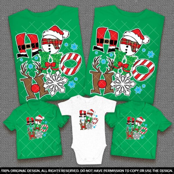 Семейни тениски и бебешко боди за Коледа и Нова година с весел дизайн НОНОНО