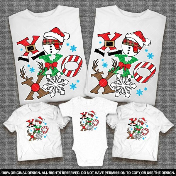 Празнични Семейни тениски за Коледа и Нова година с весел дизайн ХОХОХО