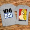 Подарък за влюбени - Комплект тениски Her Beast - His Beauty - Красавицата и цвяра