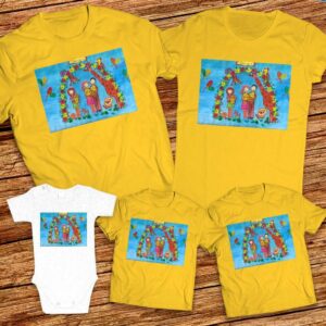 Тениски с щампи с детска рисунка на Меглена Стефанова Вълчева 10г.