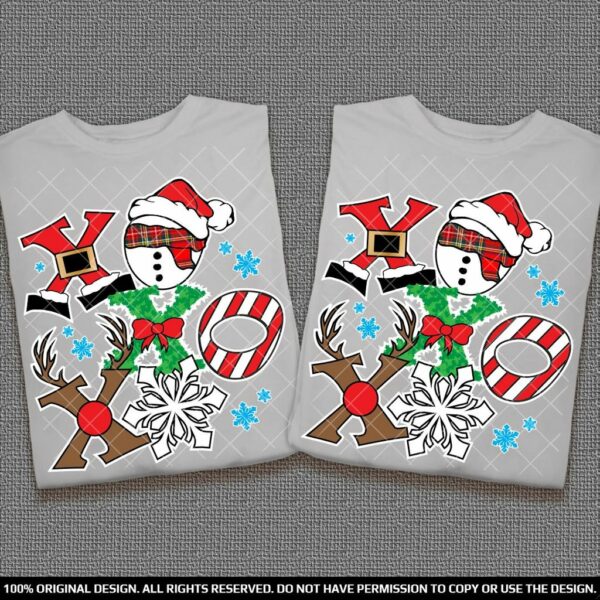 Празнични Коледни тениски за Двойки с весел дизайн ХОХОХО