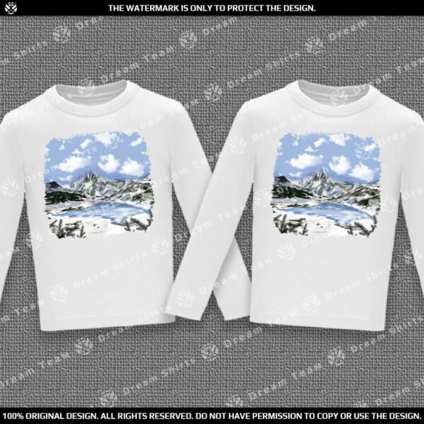 Комплект блузи с дълъг ръкав - Зимен планински пейзаж