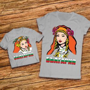 Тениски с щампа Българска майка и дъщеря в носии - Тениски Мама и Аз - България