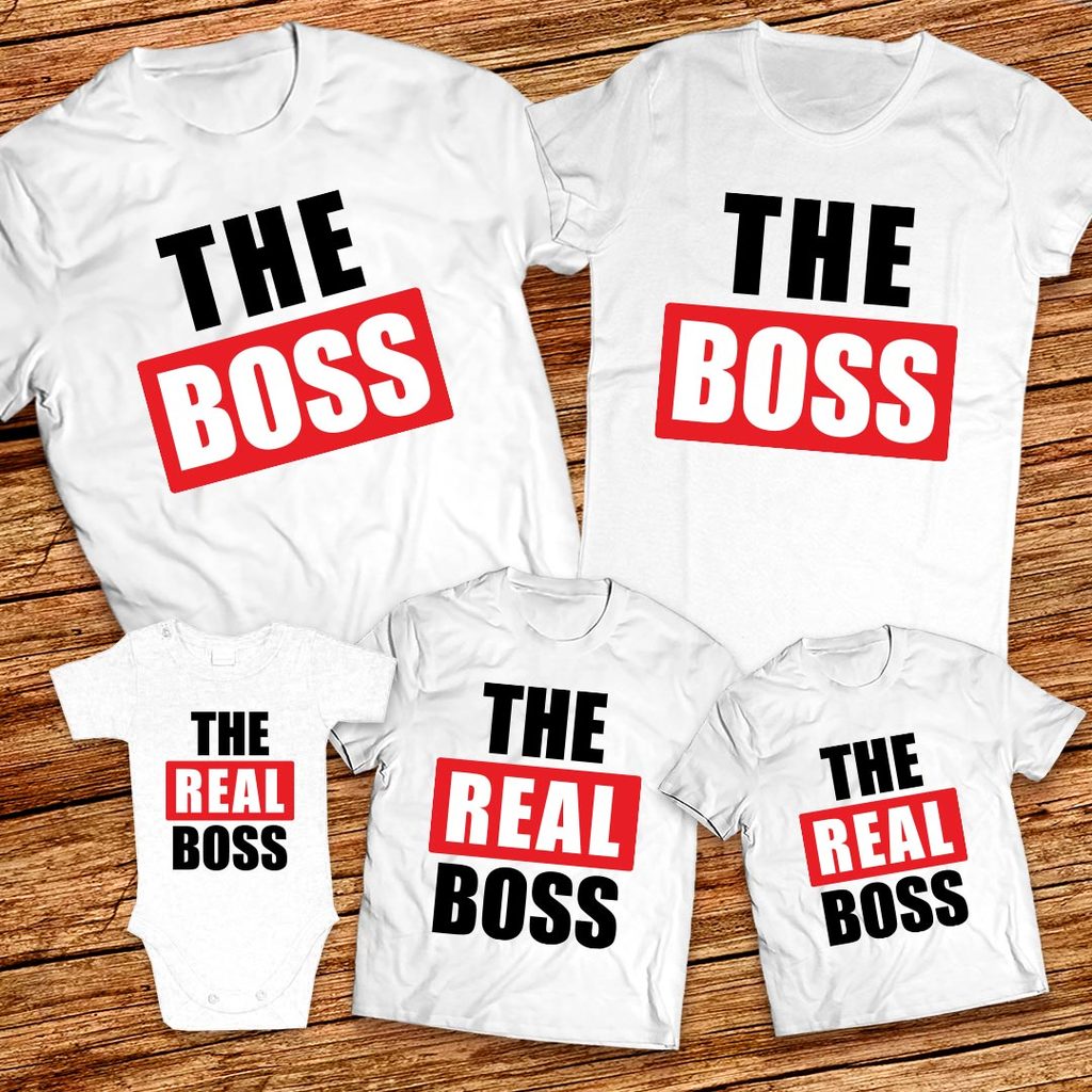 Забавни семейни тениски - Мама, Татко и аз - The Boss - The Real Boss