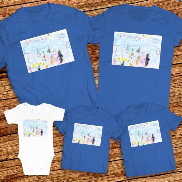 Тениски с щампа с  детска рисунка на  Невена Чернева 8г