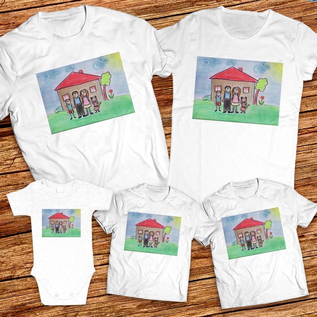 Тениски с щампa с детска рисунка на  Диана Драгомирова Христова 6г. гр. Русе