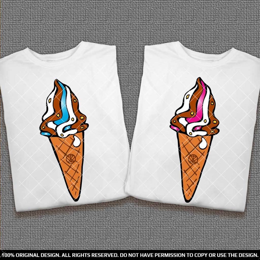 Еднакви тениски за Двойки със Сладоледи във фунийка