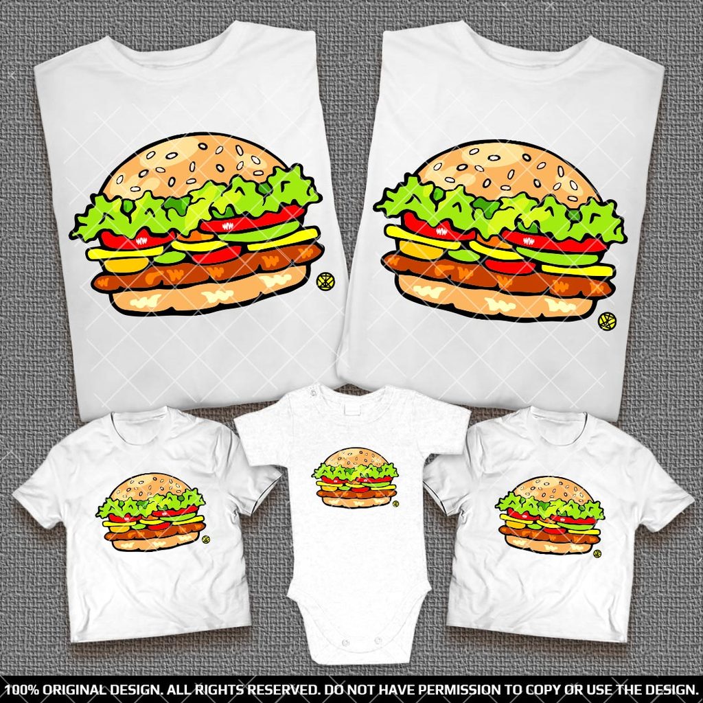 Забавен комплект тениски за Семейства и Компании с Бургери