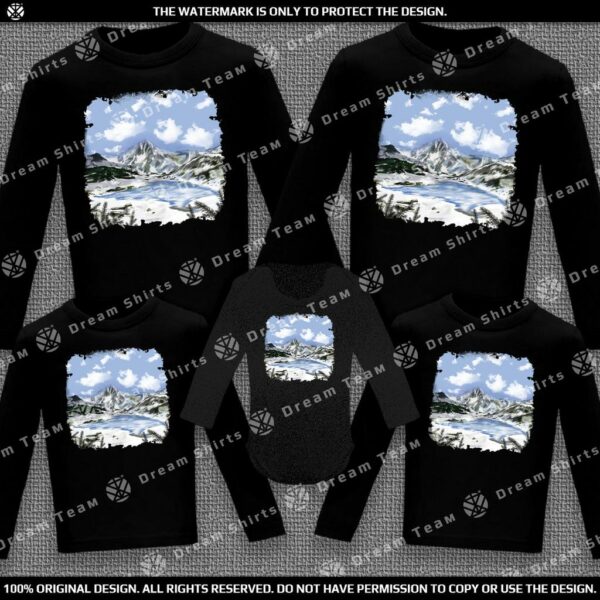 Семейни блузи с дълъг ръкав - Зимен планински пейзаж