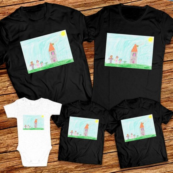 Тениски с щампa с детска рисунка на 172. Цветелина Йветанова на 6г. от гр. София