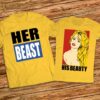 Подарък за влюбени - Комплект тениски Her Beast - His Beauty - Красавицата и цвяра - Image 3