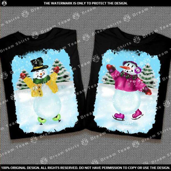 Комплект Подарък Коледни тениски със Снежни Човеци