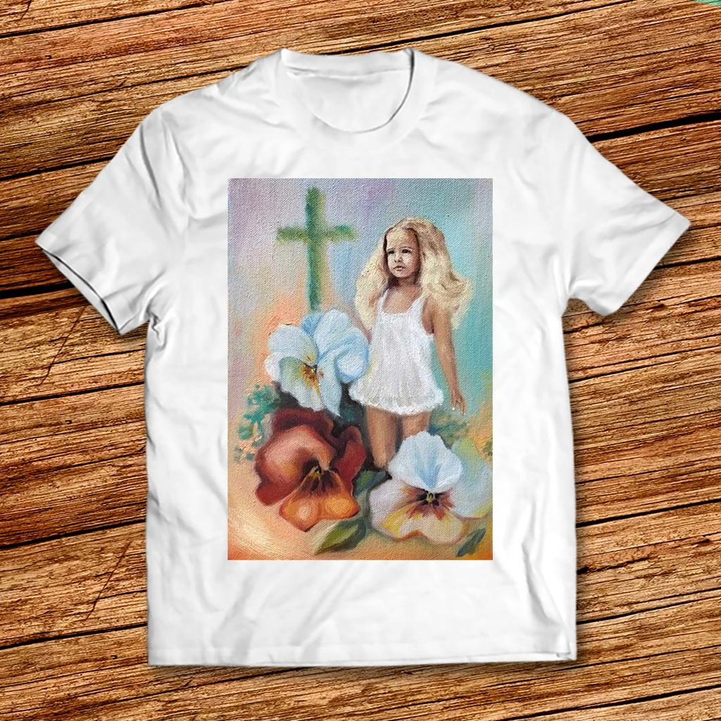 Арт Тениска за Великден за момиченце или жена с теменужки