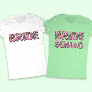 Дамски потници за Моминско парти с дизайнерски надпис -Bride & Bride Squad