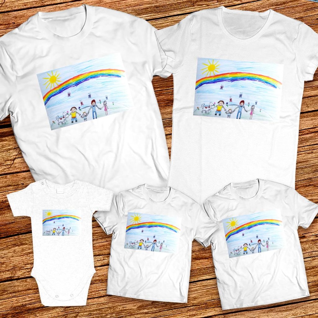 Тениски с щампa с детска рисунка на Денислав Енчев Енгелс на 9 години от гр. Банкя