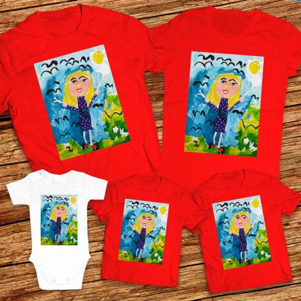 Тениски с щампa с детска рисунка на Надежда Василева 5г.