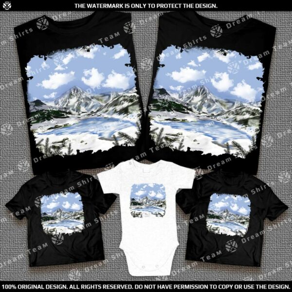 Семейни тениски - Зимен планински пейзаж