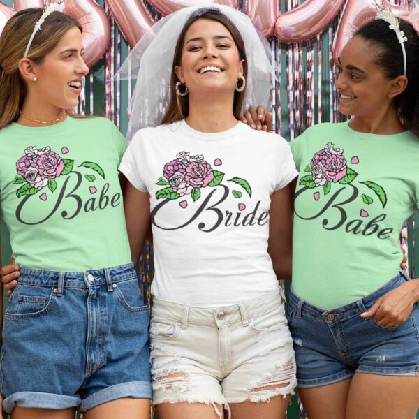 Модерен цвят тениски за Моминско парти cъс стилизирани рози