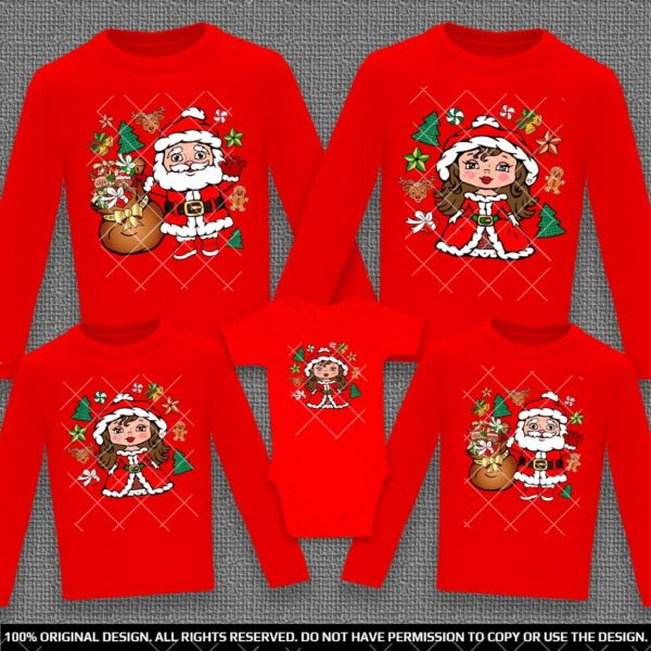 Коледни Семейни блузи с дълъг ръкав с Дядо Мраз и Снежанка