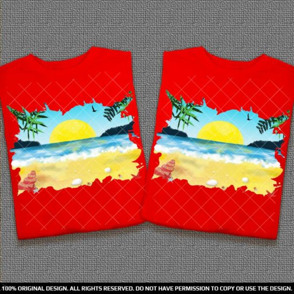 Еднакви тениски за Двойки с Морски Пейзаж