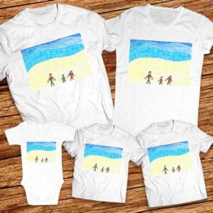 Тениски с щампa с детска рисунка на Себахтин Хюсеин 4ти Б клас гр. Айтос