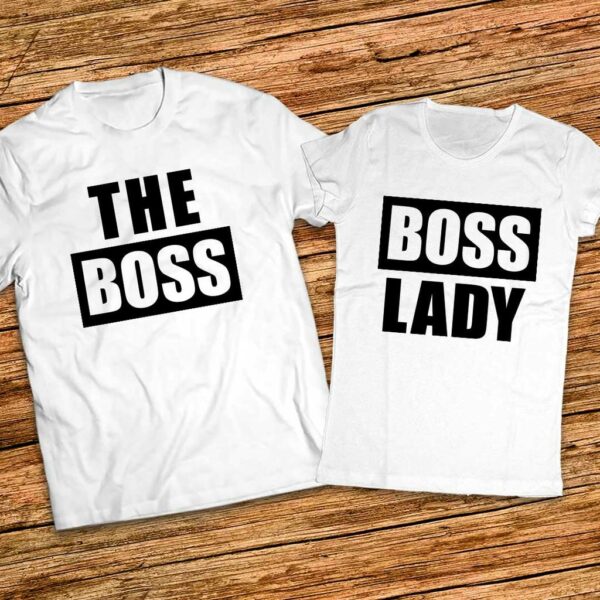 Тениски с щампи за него и нея - The Boss - Boss Lady