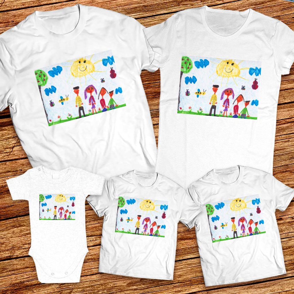 Тениски с щампa с детска рисунка на Катлея-Никол Николаева Казакова на 6 години от гр. Велико Търново