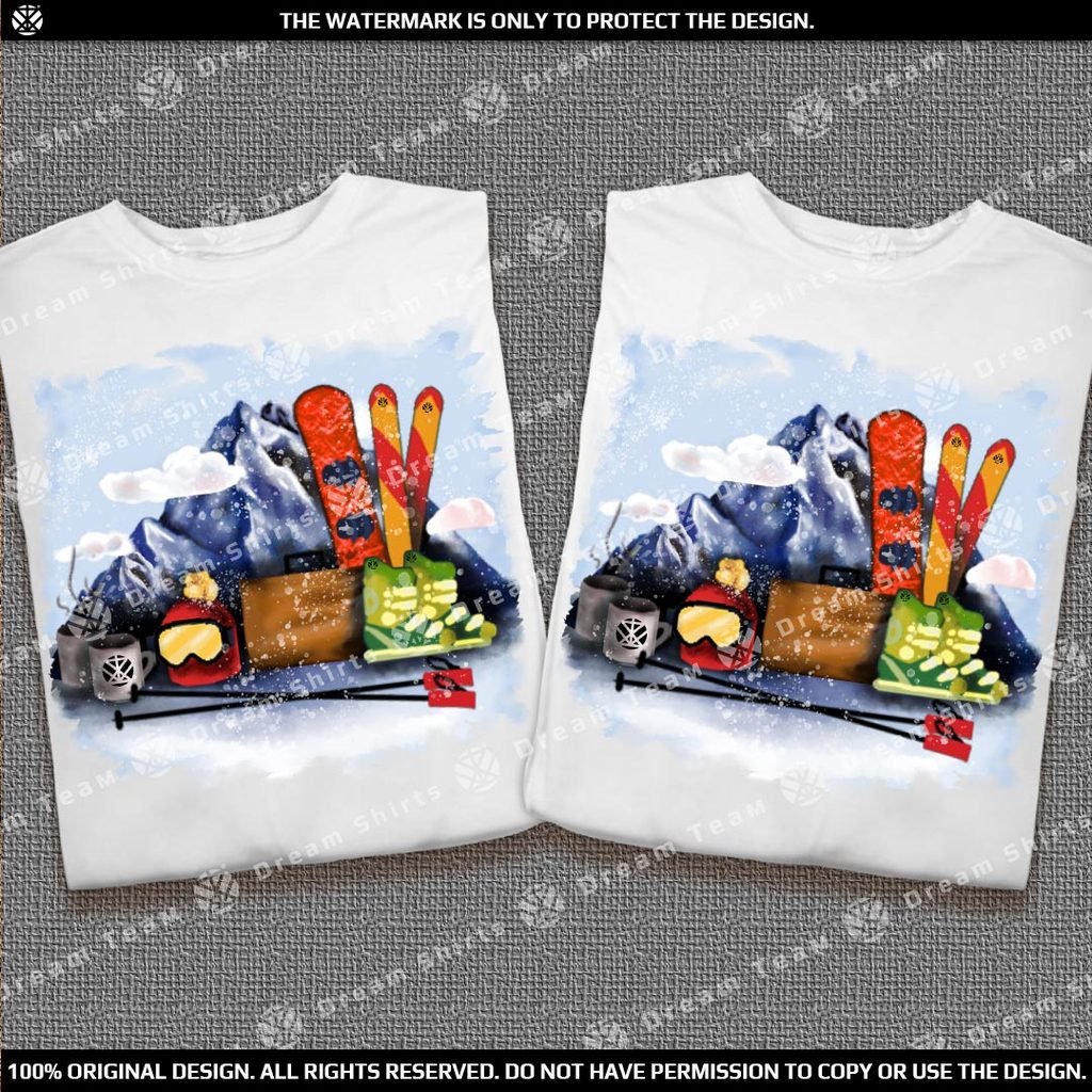 Комплект тениски за Двойки с щампа Зима - Ски