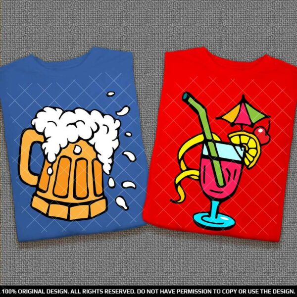 Забавен комплект тениски с бира и летен коктейл за двойки