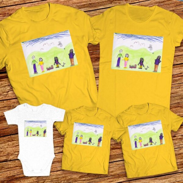 Тениски с щампa с детска рисунка на Рейна Руменова Димитрова на 6 години от гр. Горна Оряховица