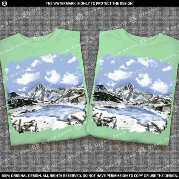Комплект тениски за Нея и Него - Зимен планински пейзаж