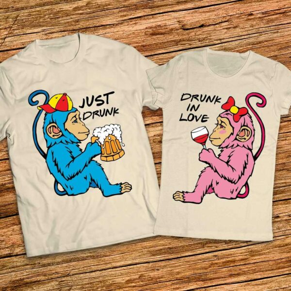 Супер забавен подарък за него и нея - Тениски Drung in love - Just Drunk - Image 4