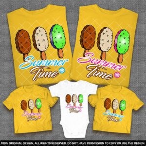 Еднакви Тениски за Семейства и Компании със Сладоледи за Лятната Почивка