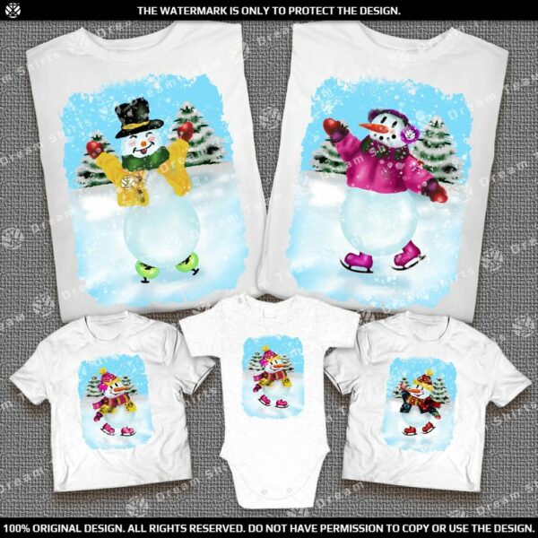 Семейни тениски и бебешко боди със Снежни Човеци