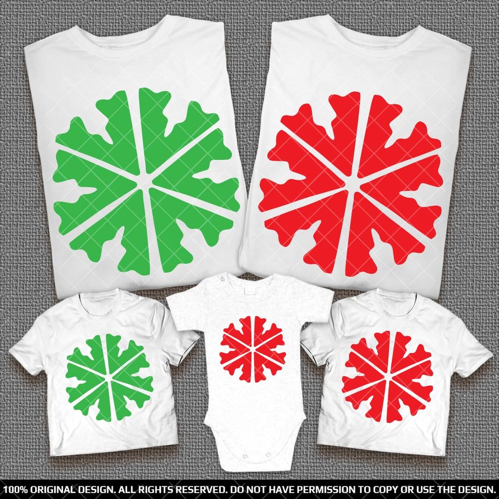 Семейни тениски със снежинка за Коледа и Нова година - Весели празници