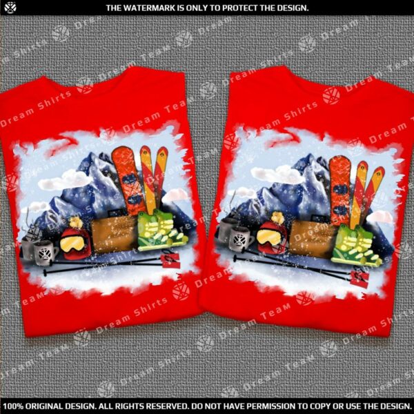 Комплект тениски за Двойки с щампа Зима - Ски
