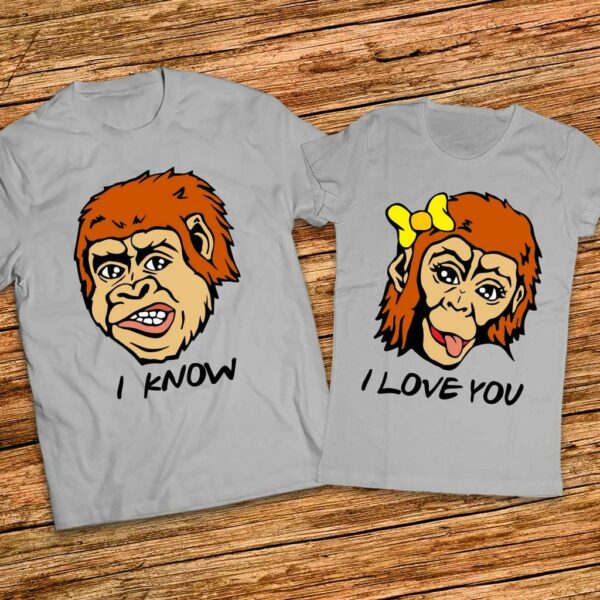 Тениски за двама  I love you - I Know - Забавен Подарък за влюбени - Image 3