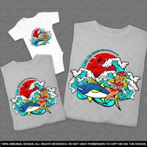 Еднакви Забавни Тениски за Мама и момиченце за лятната почивка на море