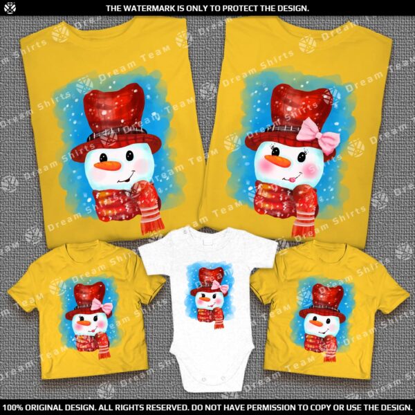 Еднакви Тениски със Снежен човек с шалче