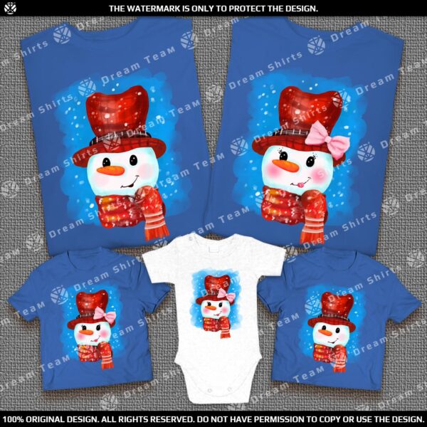 Еднакви Тениски със Снежен човек с шалче